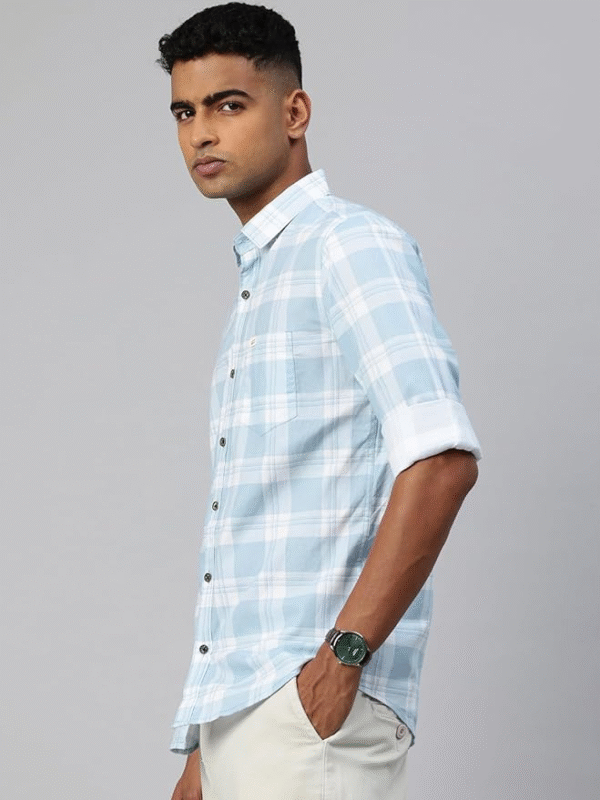 Majestic Man Comfort Slim Fit Pure Cotton Checked Casual Shirt - Image 3