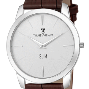 TIMEWEAR Analog Slim Two Hands Leather Strap Watch for Men