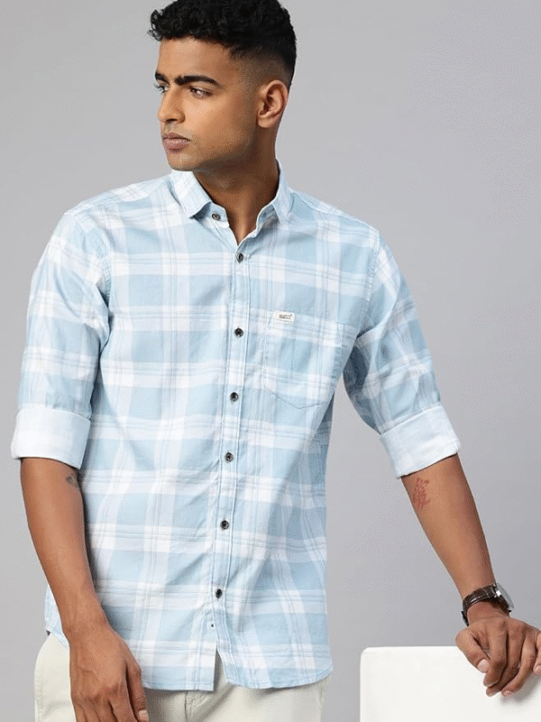 Majestic Man Comfort Slim Fit Pure Cotton Checked Casual Shirt - Image 2