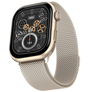 Fire-Boltt Brillia Pro Smart Watch – 2.02" AMOLED Display, Stainless Steel Strap, Bluetooth Calling, SpO2, Heart Rate, 120+ Sports Modes (Champagne Mesh)