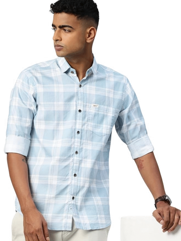 Majestic Man Comfort Slim Fit Pure Cotton Checked Casual Shirt
