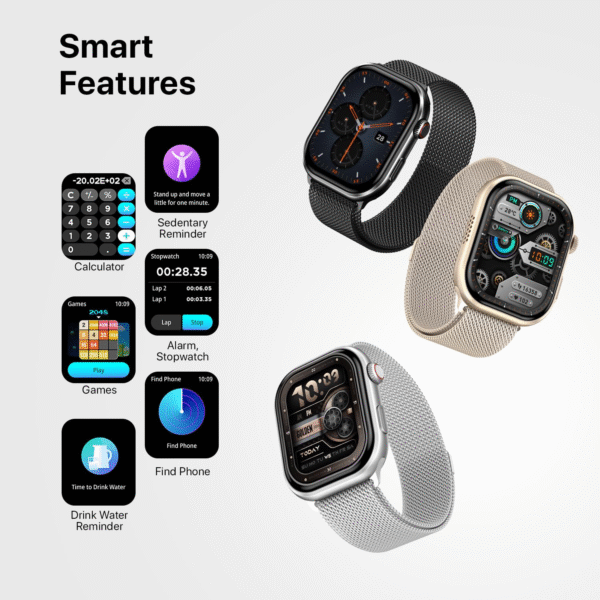 Fire-Boltt Brillia Pro Smart Watch – 2.02" AMOLED Display, Stainless Steel Strap, Bluetooth Calling, SpO2, Heart Rate, 120+ Sports Modes (Champagne Mesh) - Image 5