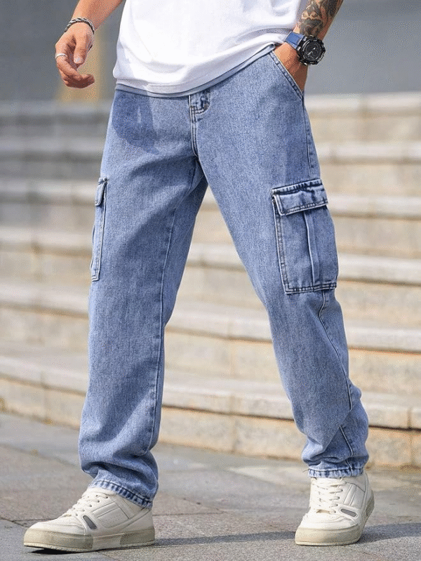Men’s Cargo Jeans – Relaxed Fit Utility Denim (Q-04-05) - Image 5