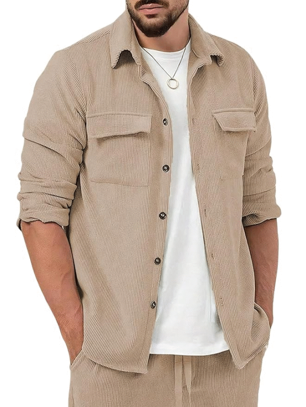 Lymio Casual Regular Fit Shirt for Men – Rib-Pattern, Long Sleeve, Stylish Everyday Wear