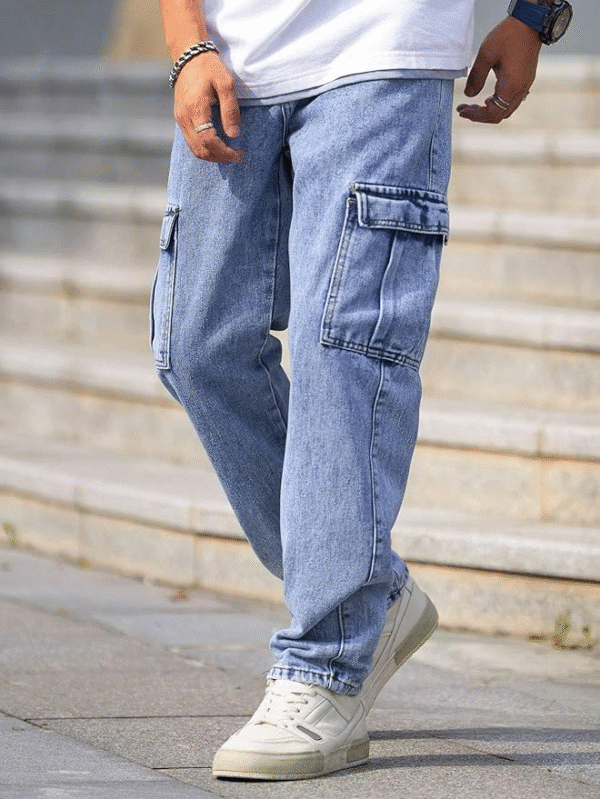Men’s Cargo Jeans – Relaxed Fit Utility Denim (Q-04-05) - Image 2