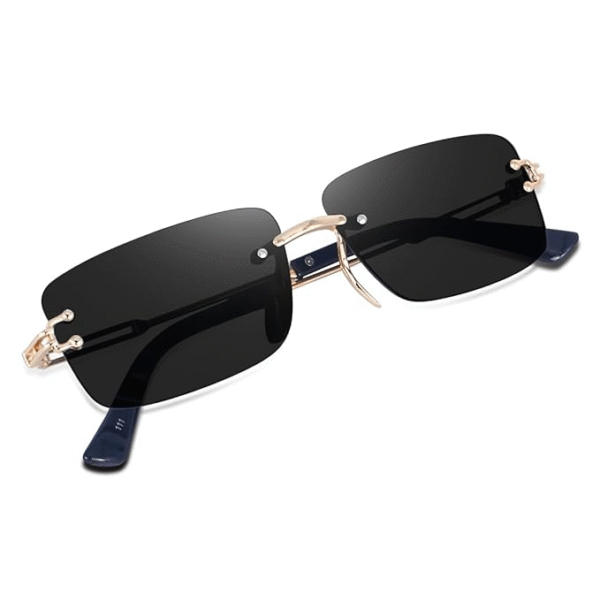 Dervin Retro Rectangular Rimless Sunglasses - Image 3