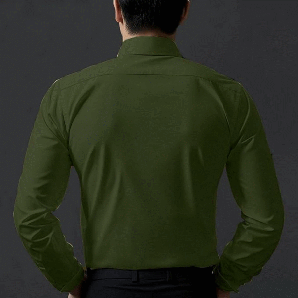DEELMO Men's Stylish Solid Satin Casual Shirt – Full Sleeves - Image 3