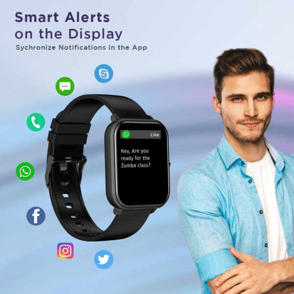 pTron Force X11 Bluetooth Calling Smartwatch with 1.7" Full Touch Display & Health Tracking (Black) - Image 3