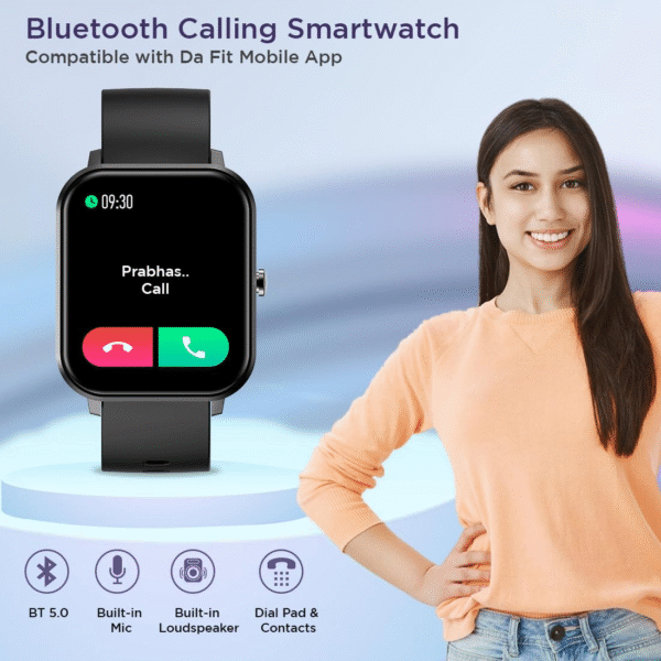 pTron Force X11 Bluetooth Calling Smartwatch with 1.7" Full Touch Display & Health Tracking (Black) - Image 2