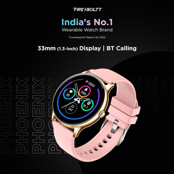 Fire-Boltt Phoenix Smart Watch with Bluetooth Calling For women, 120+ Sports Modes, SpO2 & Heart Rate Monitoring – Pink - Image 2