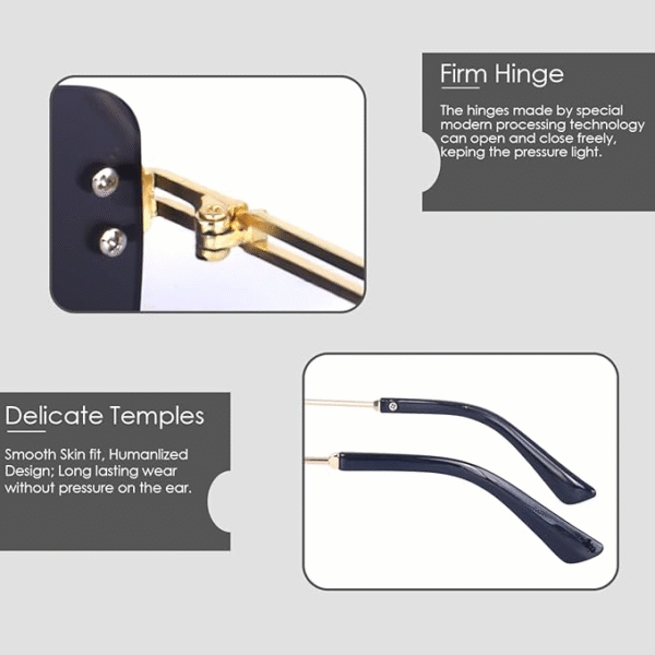 Dervin Retro Rectangular Rimless Sunglasses - Image 6