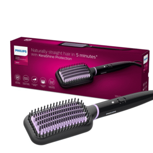 Philips Hair Straightener Brush BHH880/10 – Frizz-Free Straight Hair in 5 Minutes | Keratin Bristles & ThermoProtect | 2 Heat Settings | No Scalp Burns