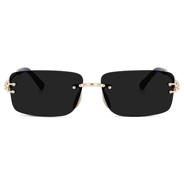 Dervin Retro Rectangular Rimless Sunglasses - Image 2
