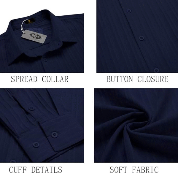 CB-COLEBROOK Men's Casual Long Sleeve Linen Shirt – Lightweight & Textured Summer Essential - Image 2