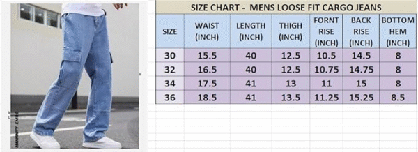 Men’s Cargo Jeans – Relaxed Fit Denim with Utility Style (Q-08-09) - Image 4