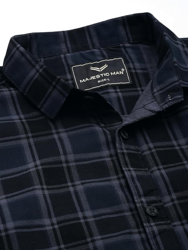 Majestic Man Men Small Checkered Slim Fit Cotton Casual Shirt - Image 2