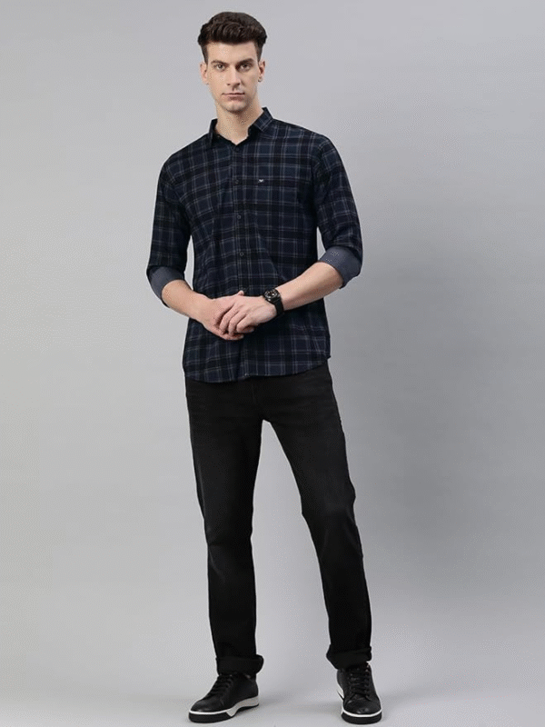 Majestic Man Men Small Checkered Slim Fit Cotton Casual Shirt - Image 5