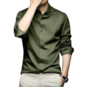 DEELMO Men's Stylish Solid Satin Casual Shirt – Full Sleeves