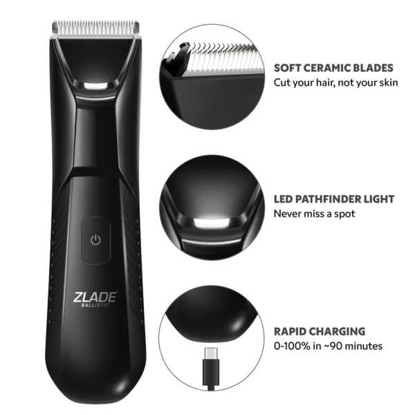 Zlade Ballistic LITE PLUS Trimmer for Men – Body, Beard & Private Grooming - Image 4